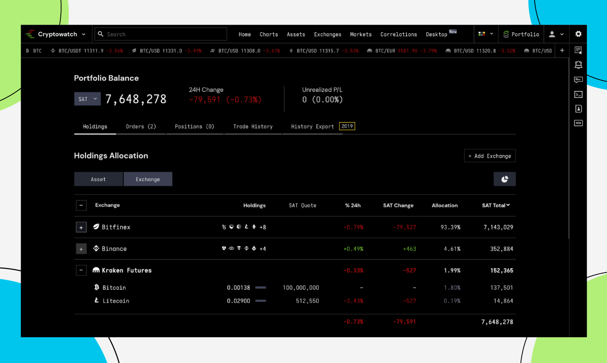You can see your trade history and balances in the Cryptowatch portfolio dashboard.