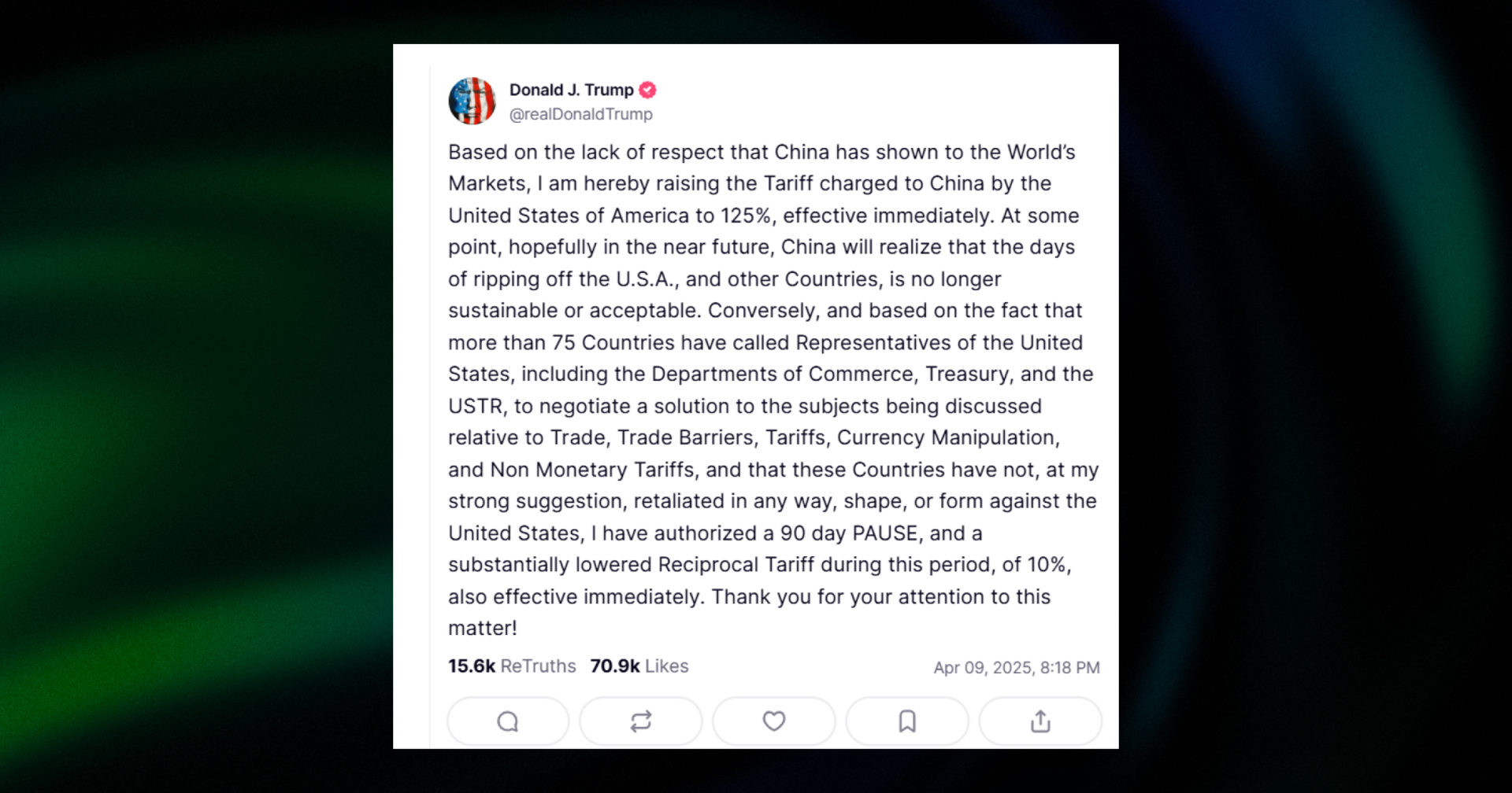 public message of Donald Trump