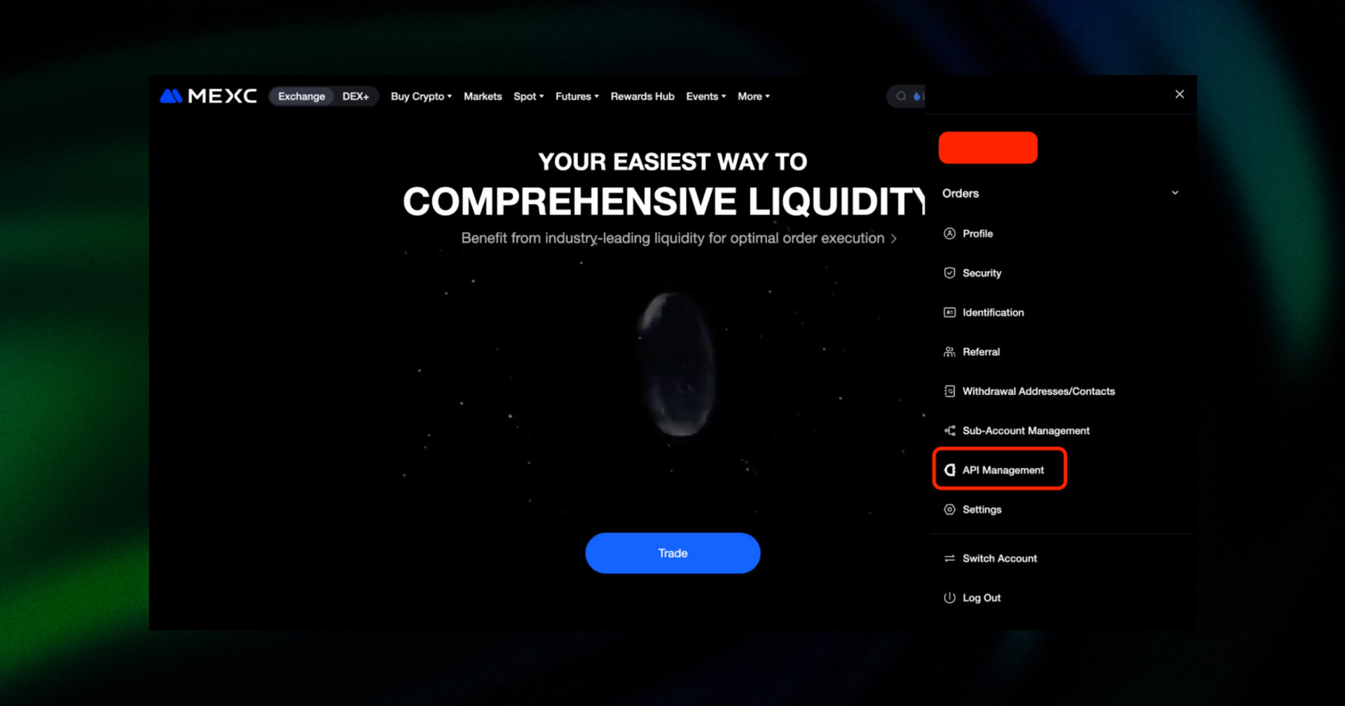 MEXC website API Managment