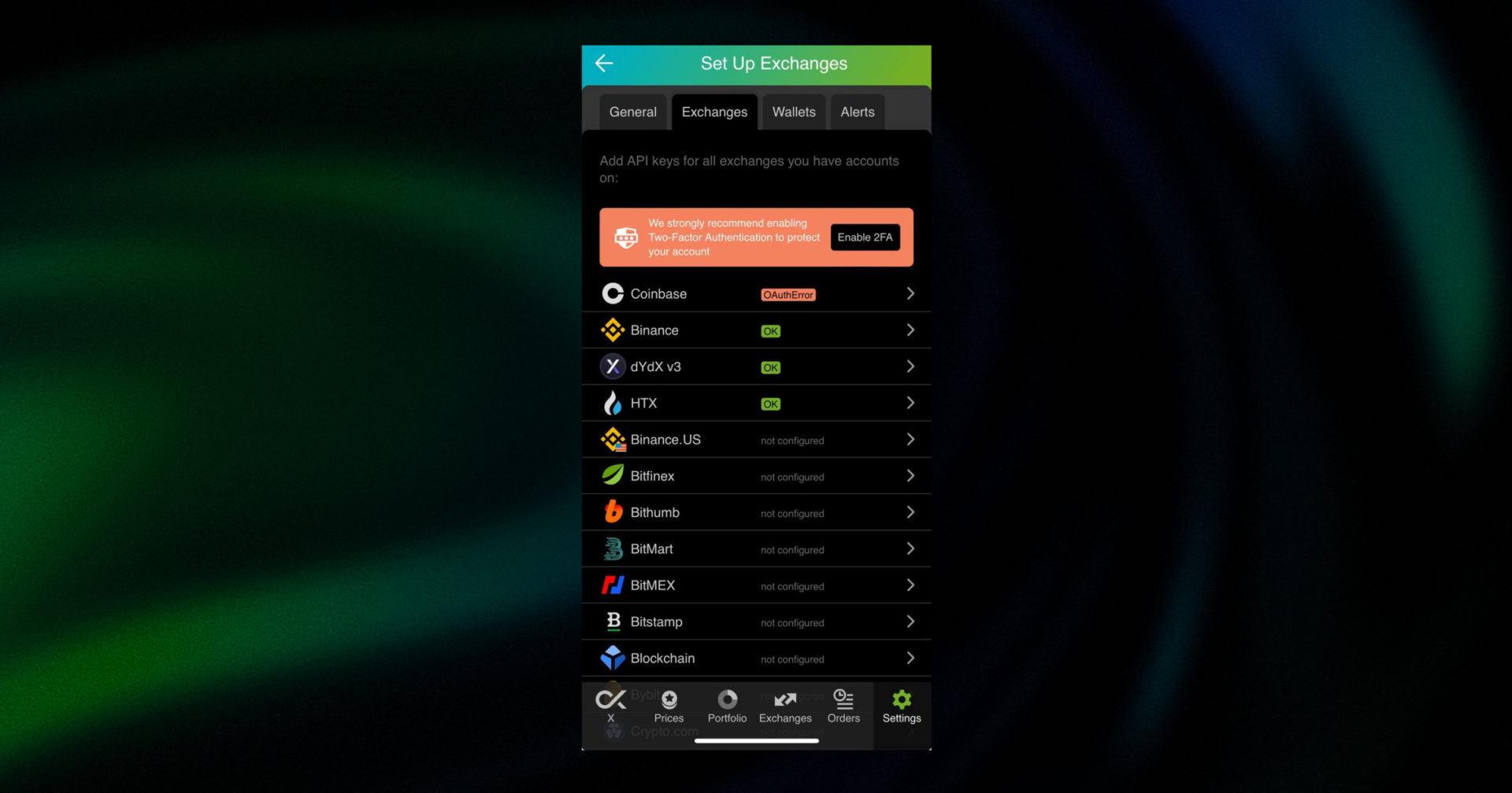 The 2FA banner in your app